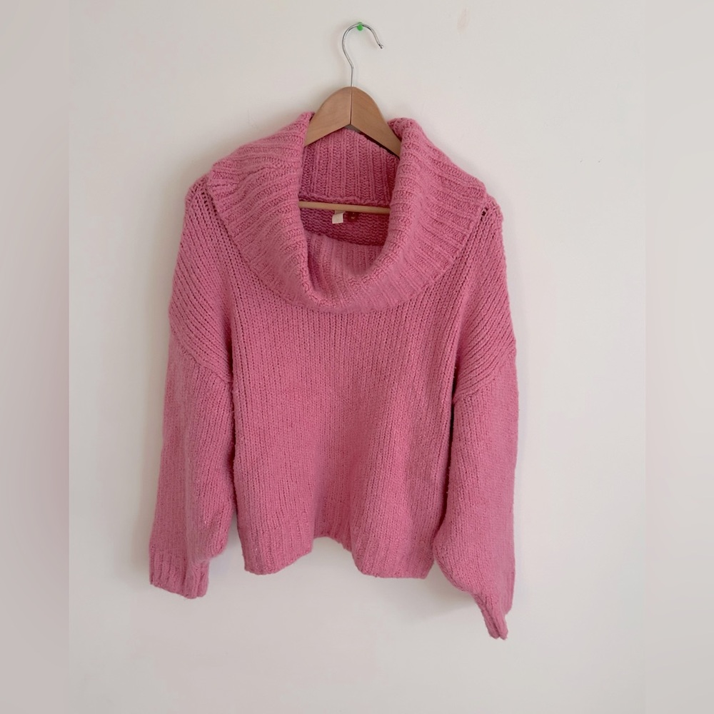 Anthropologie Pink Cowl Neck Sweater, Size Small